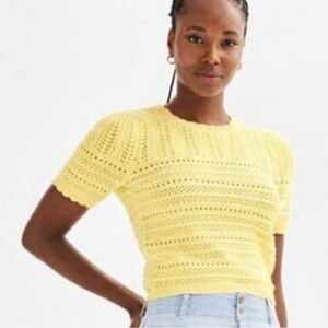 Draper James Sunny Yellow Crochet Tee
